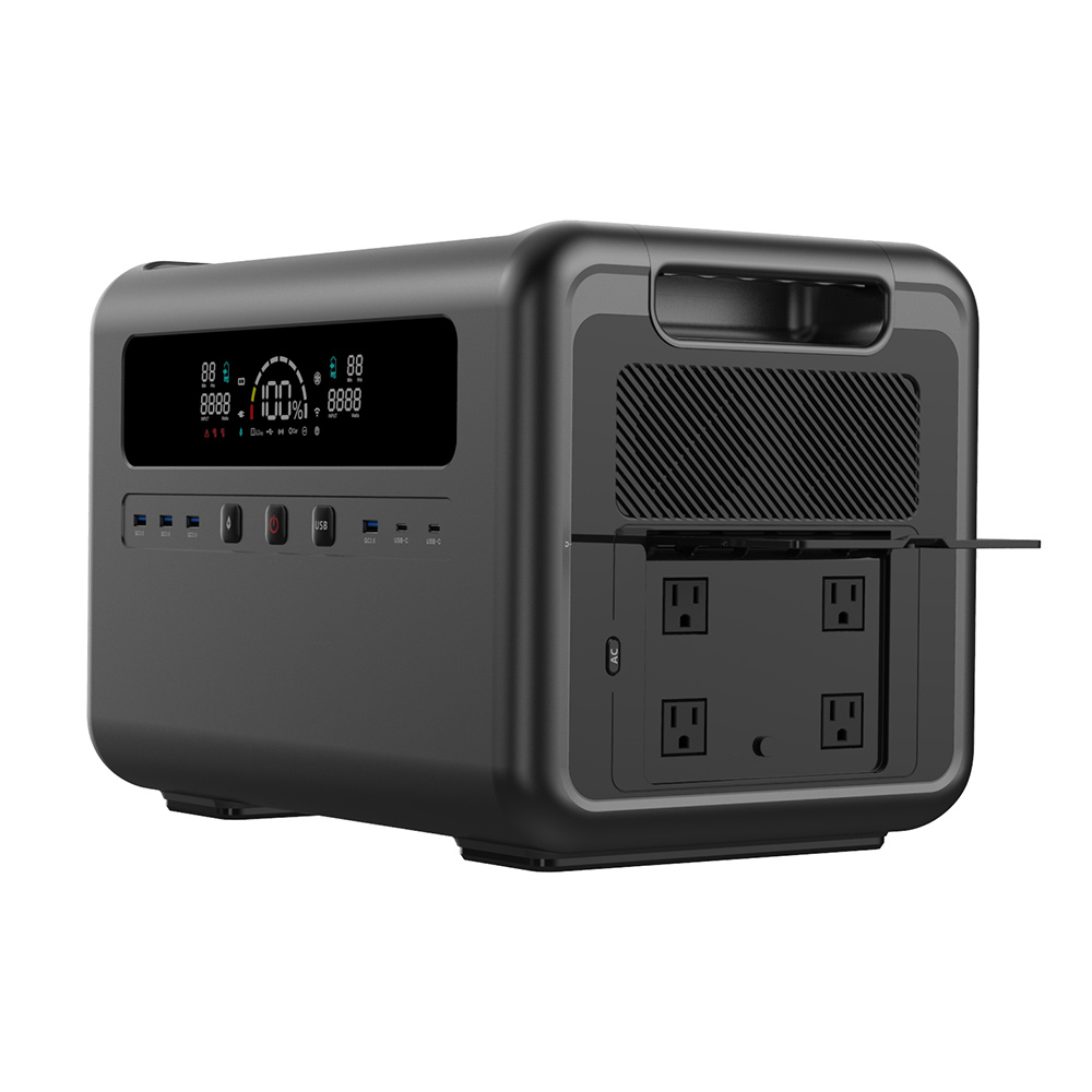 Power Outdoor - 2400W Zonne-energiegenerator, draagbaar krachtstation met grote
