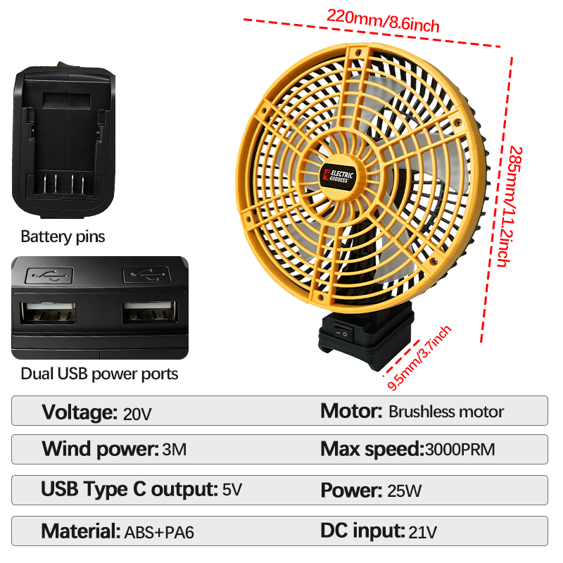 8 inch bureauventilator 180 °  - Outdoor Power Pedestal recensie en prijs